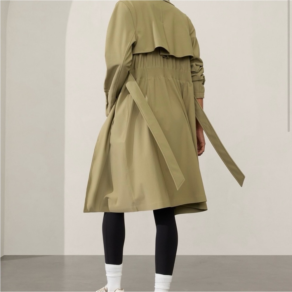 Athleta Stellar Trench: Stylish Olive Green Trench Coat